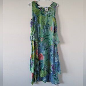 Artisanal Floral Rayon Dress Women's Size Medium Botanical Beach Hawaii